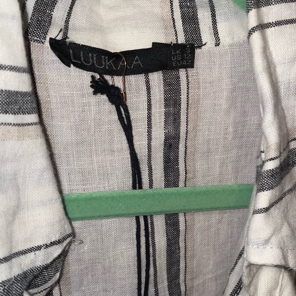 Luukaa White Button-Down Striped Linen Shirt - Picture 7 of 11